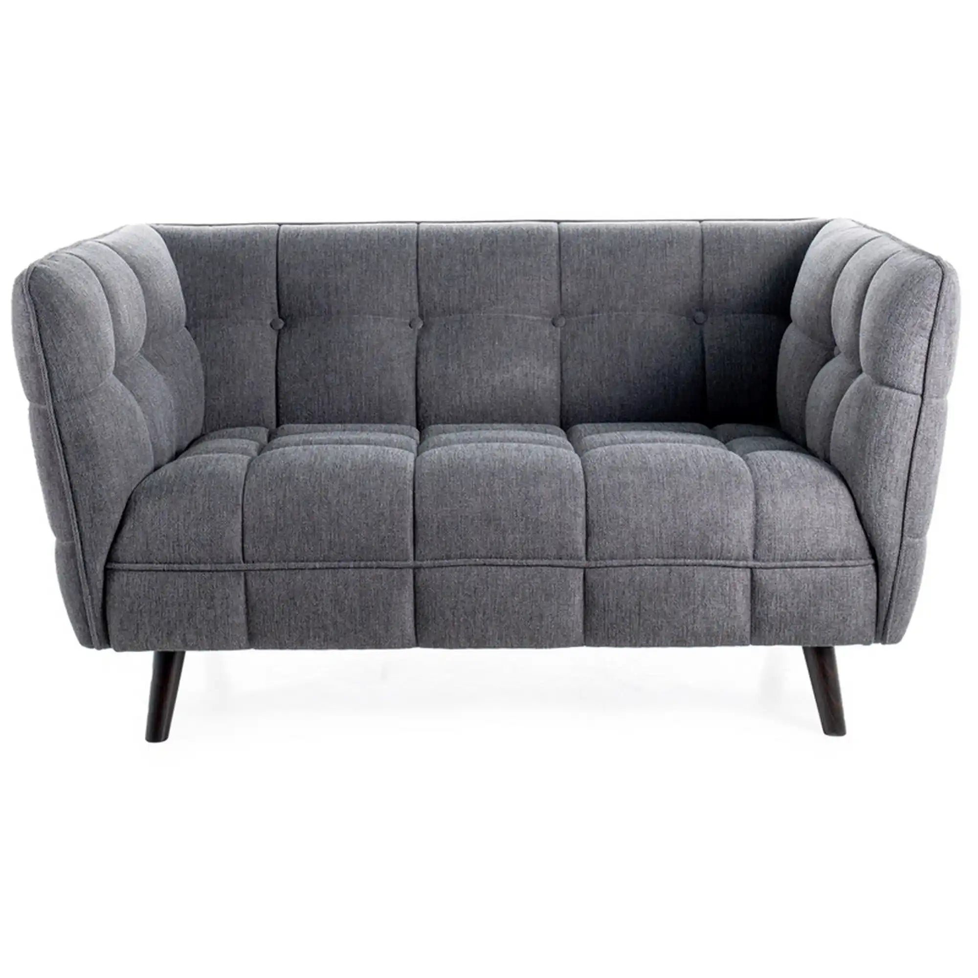 Canapea CASTELLO 2, gri inchis, stofa clasica/lemn, 145x85x78 cm