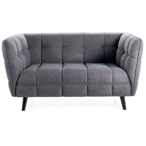 Canapea CASTELLO 2, gri inchis, stofa clasica/lemn, 145x85x78 cm