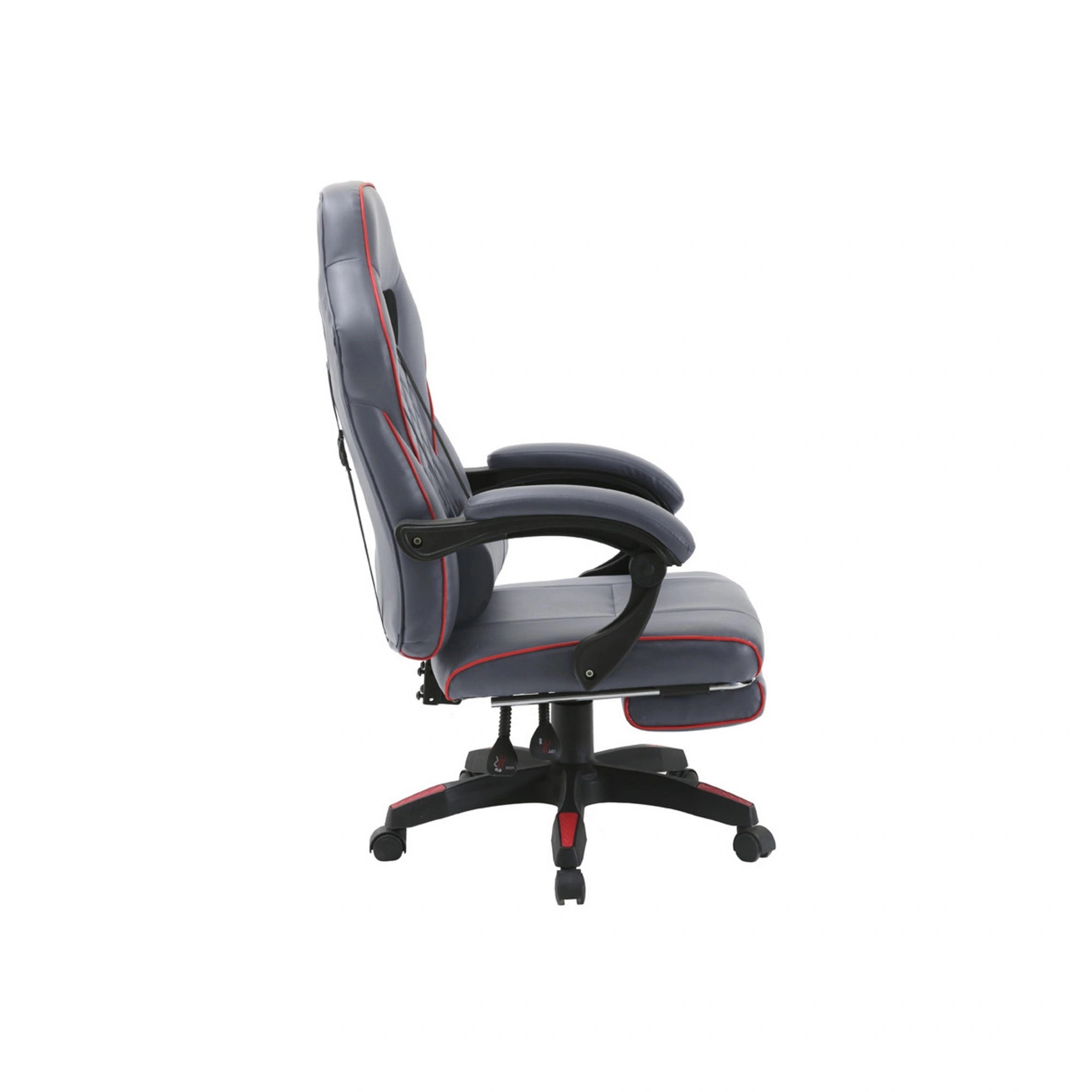 Scaun gaming RIKU, gri/negru, piele ecologica, 71x64x112/122 cm