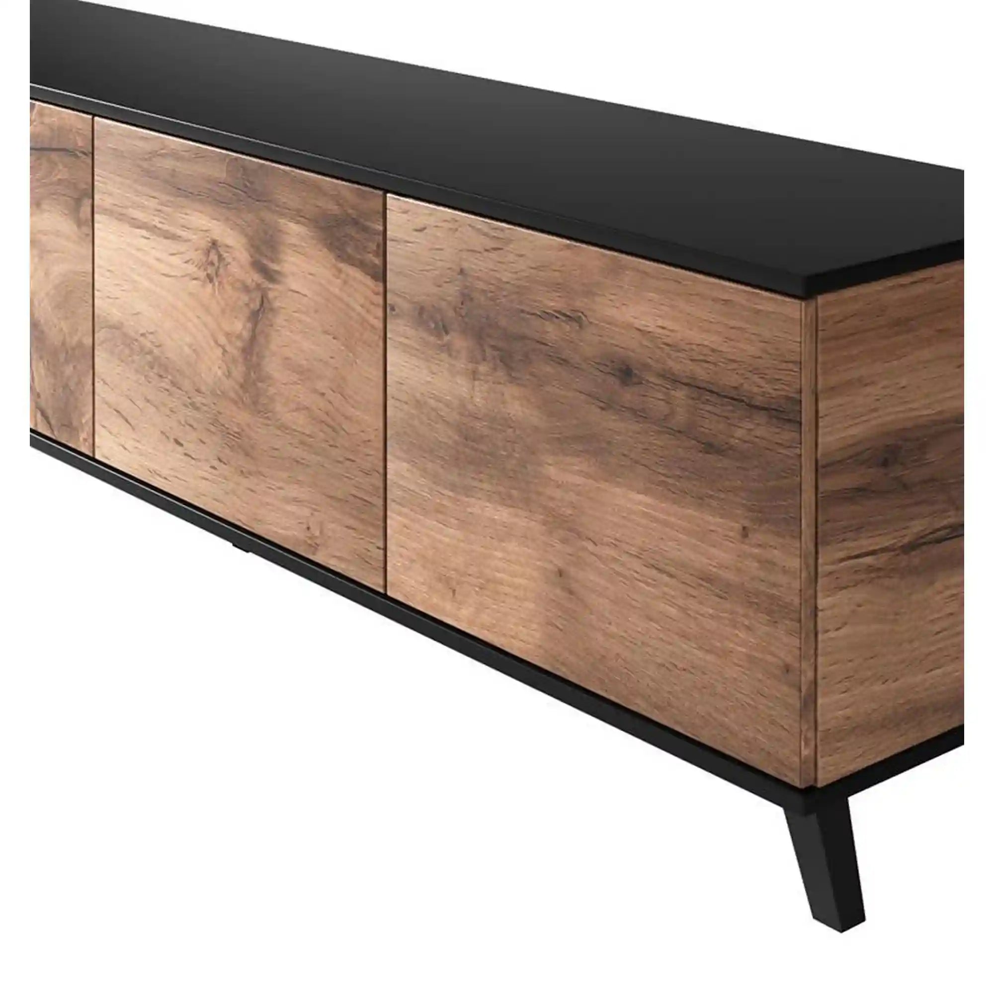 Comoda TV RANDOM, stejar wotan/negru, PAL furniruit, 200x40x52 cm