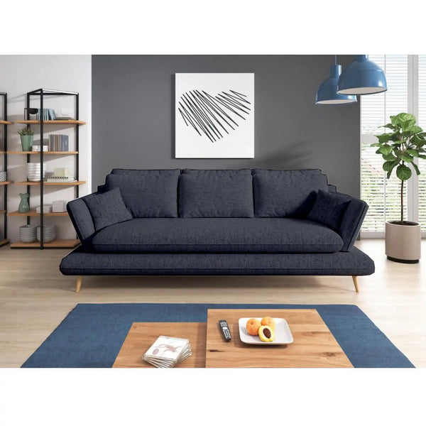 Canapea extensibila MONTE, stofa catifelata gri antracit - Whisper 18, Gama Premium, cu lada depozitare, 242x110x90 cm