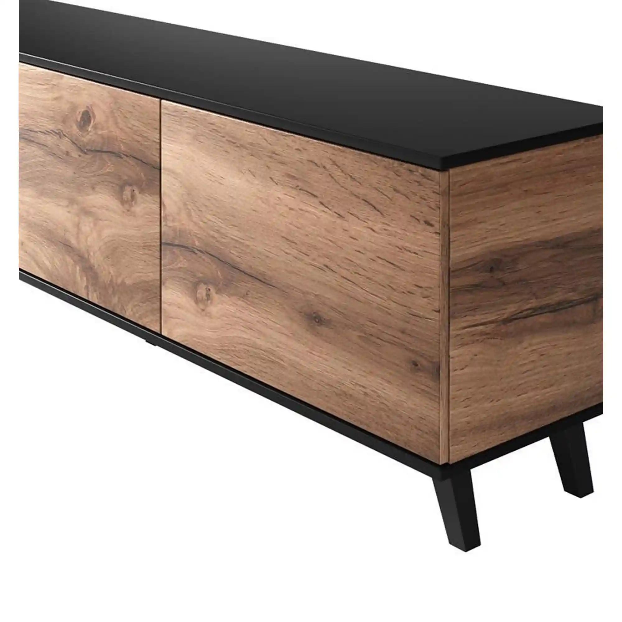 Comoda TV RANDOM, stejar wotan/negru, PAL furniruit, 180x40x52 cm