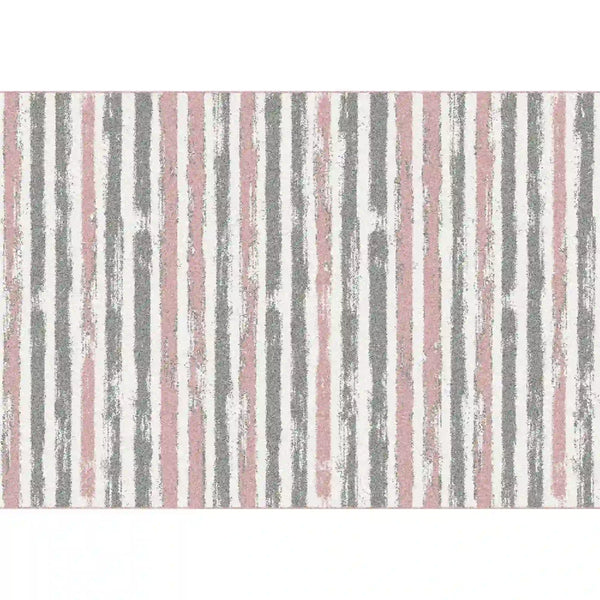 Covor KARAN, 100x150 cm, forma dreptunghiulara, polipropilena, roz/gri/alb