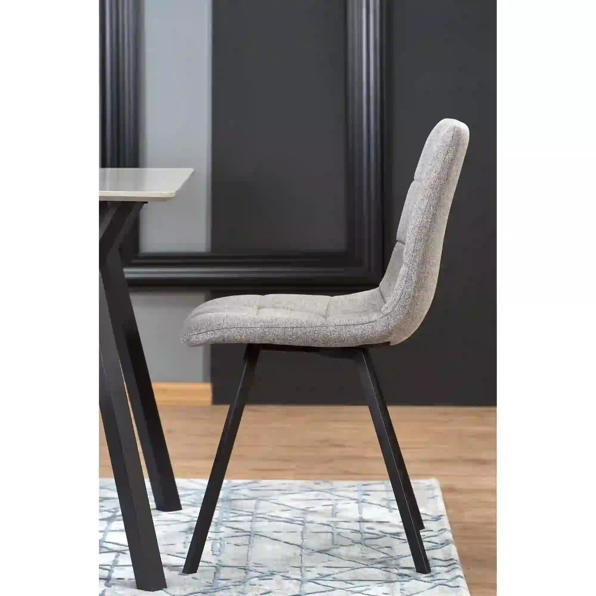 Scaun tapitat K402, gri/negru, stofa clasica/metal, 45x55x86 cm