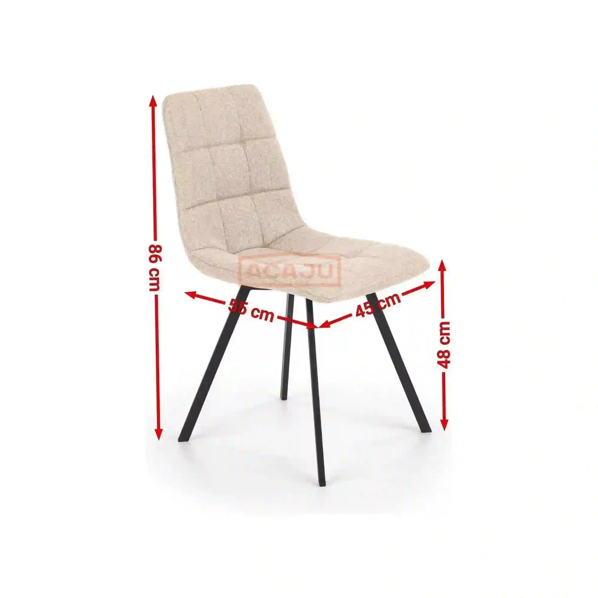 Scaun tapitat K402, gri/negru, stofa clasica/metal, 45x55x86 cm