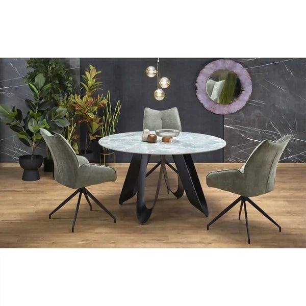 Masa GIOVANI, verde/negru, ceramica/metal, 135x135x76 cm