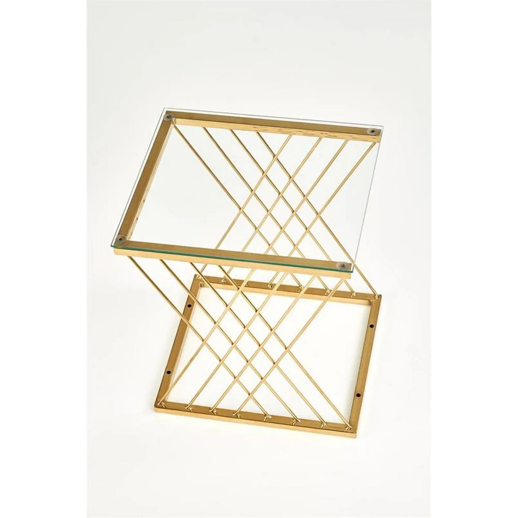 Masuta cafea NANCY, transparent/auriu, sticla/otel, 45x39x52 cm