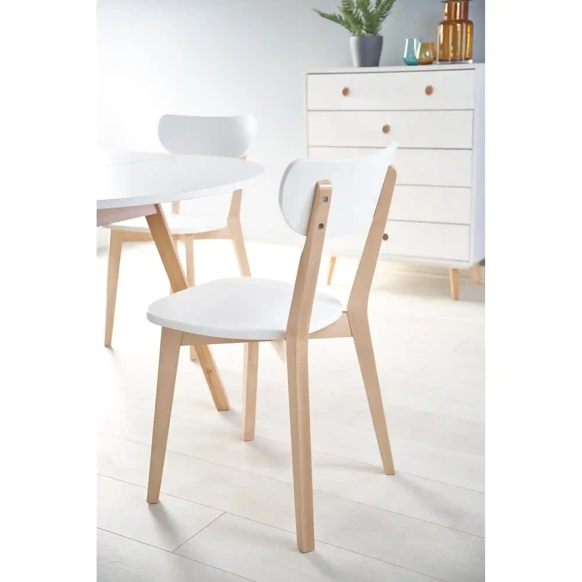Masa extensibila RUBEN, alb/stejar, 102/142x102x73 cm