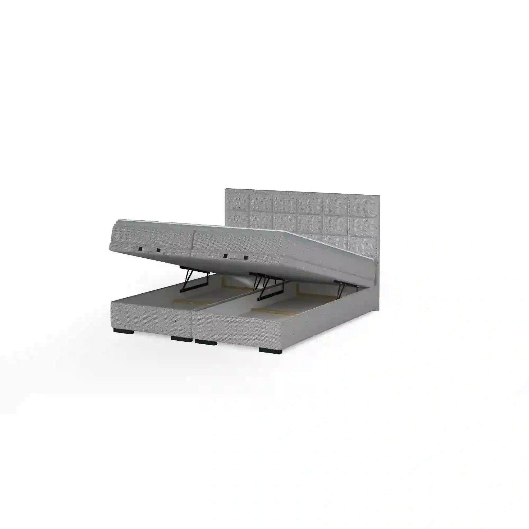 Pat boxspring SEMENO 180x200, personalizabil materiale Gama Oferta Avantaj, cu saltele, spatiu depozitare si topper