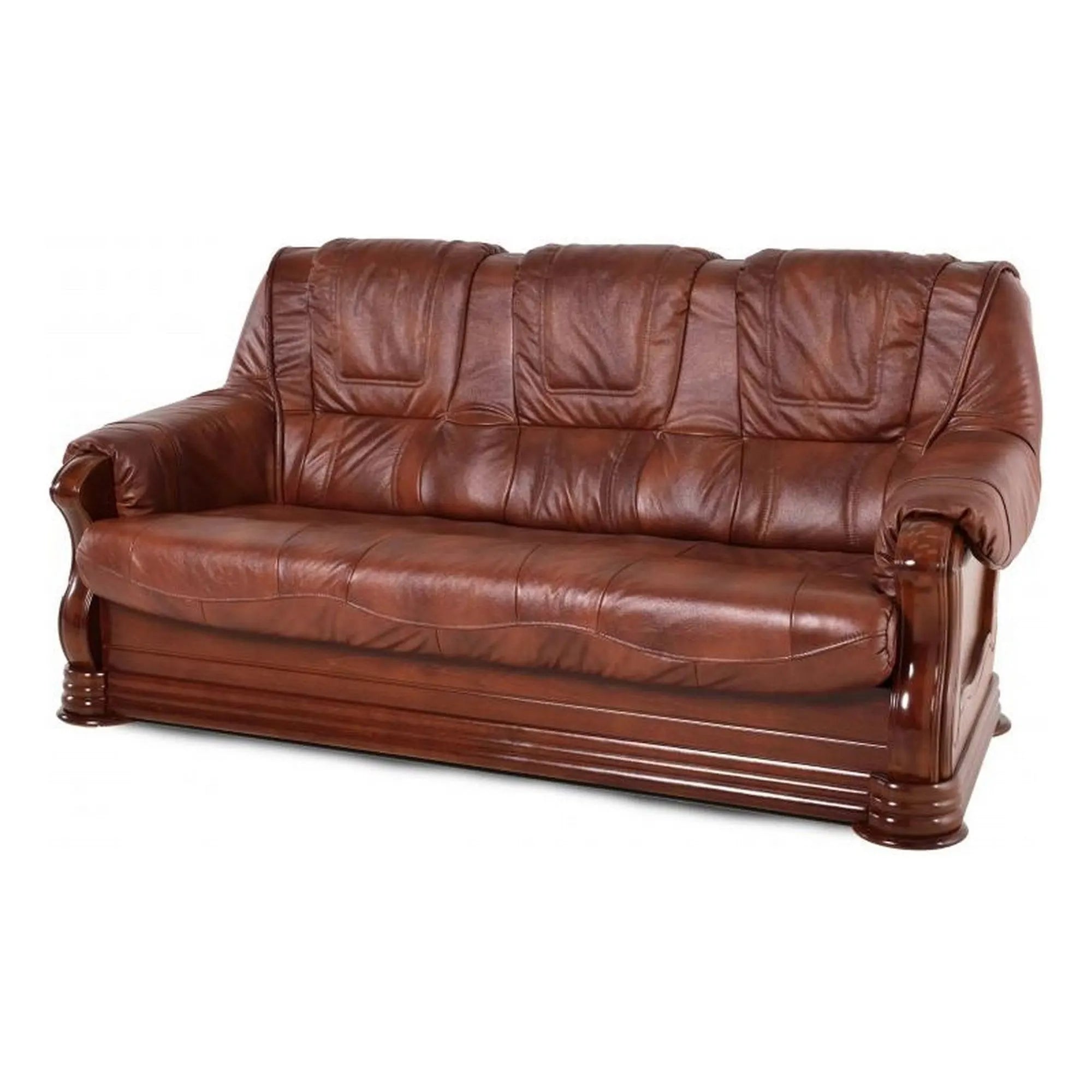 Canapea PARMA, maro,  piele naturala/lemn/PAL, 195x96x95 cm