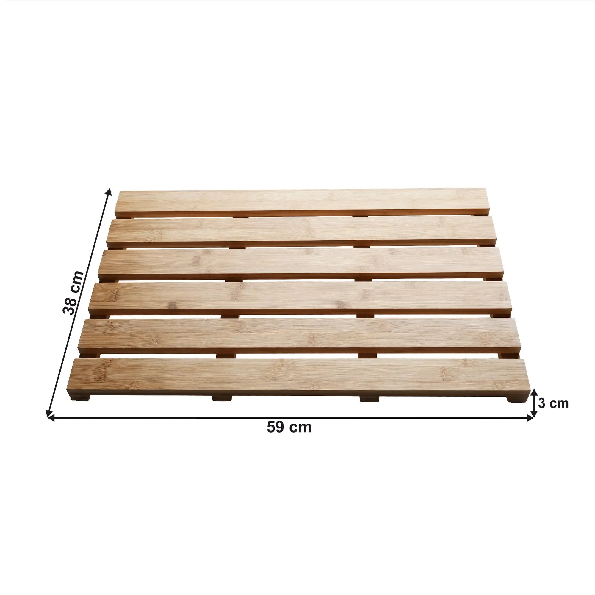 Covor KLERA, 38x59x3 cm, forma dreptunghiulara, bambus lacuit, lemn, anti-alunecare