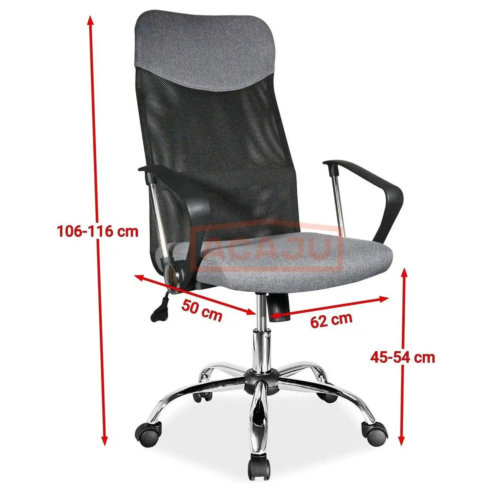 Scaun de birou Q-025, negru, stofa mesh, 62x50x107/116 cm
