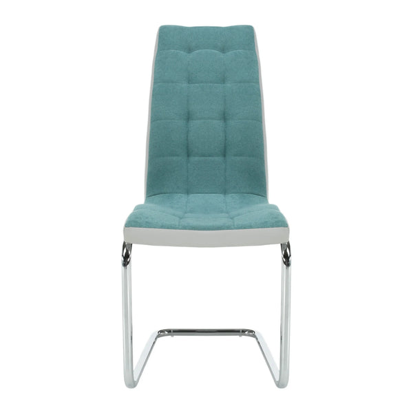 Scaun bucatarie SALOMA NEW, textil/piele ecologica/metal, mentol/gri/crom, 42x57x105 cm