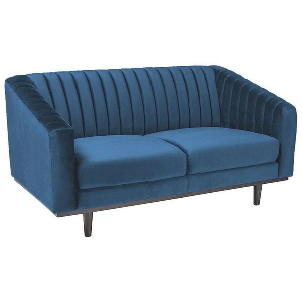 Canapea ASPREY, albastru inchis - Bluvel 86, stofa catifelata/lemn, 150x85x78 cm