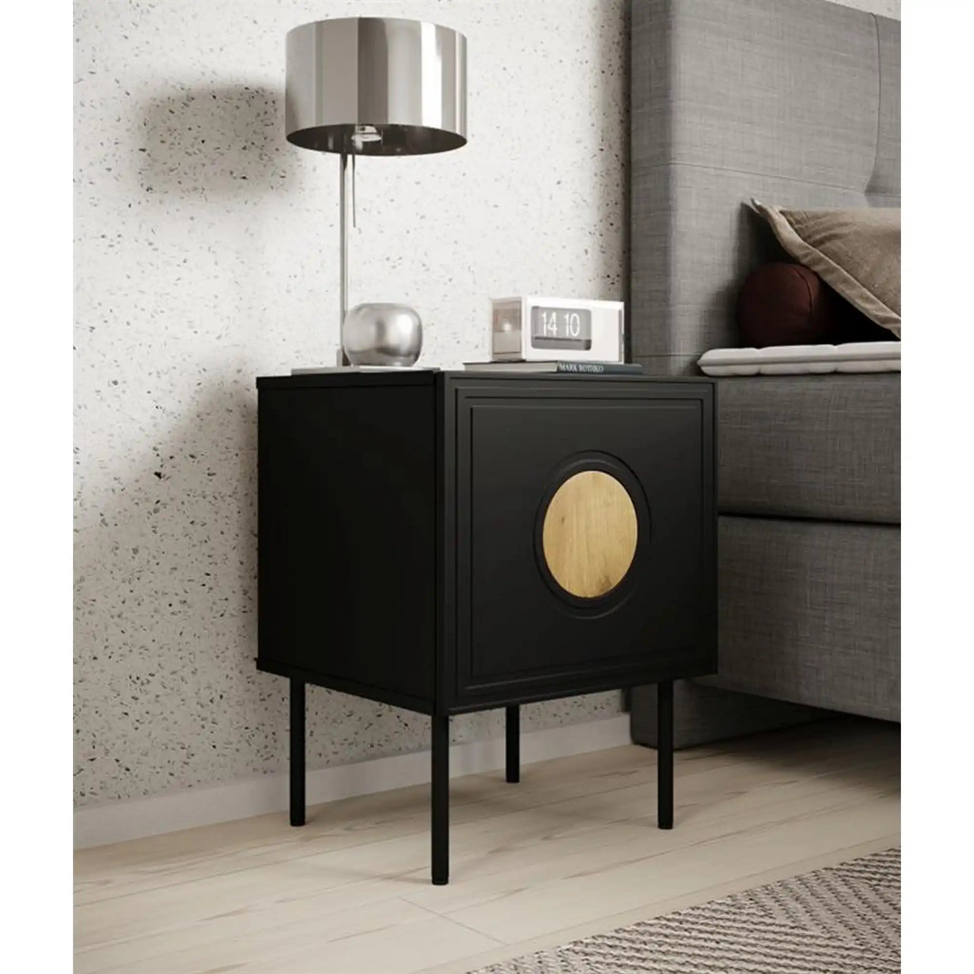 Noptiera PALAZZO, negru, PAL laminat/metal, 40x45x59 cm