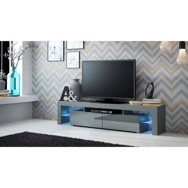 Comoda TV SOLO, gri mat/gri lucios, PAL, 200x35x45 cm