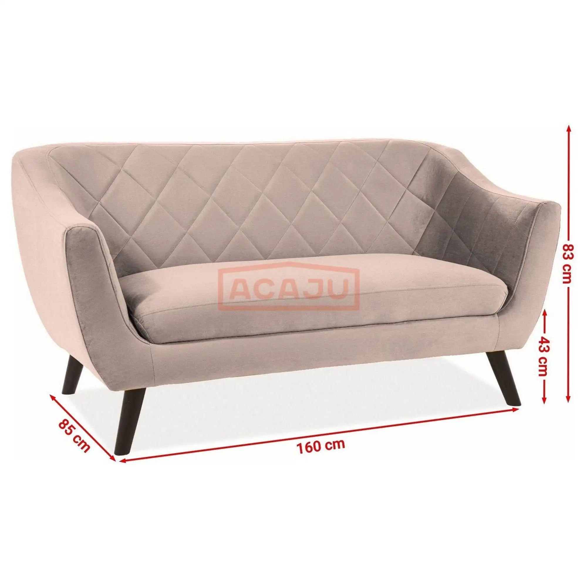 Canapea MOLLY, bej - Bluvel 28, stofa catifelata, 160x85x83 cm