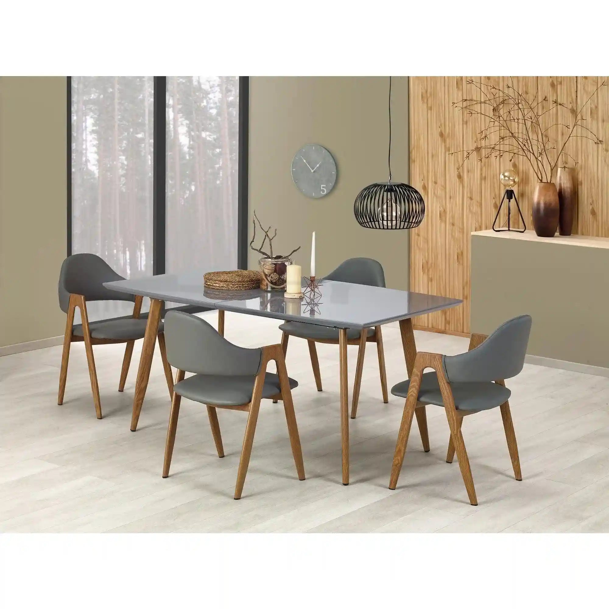 Masa extensibila RUTEN, gri/stejar, 160/200x90x76 cm