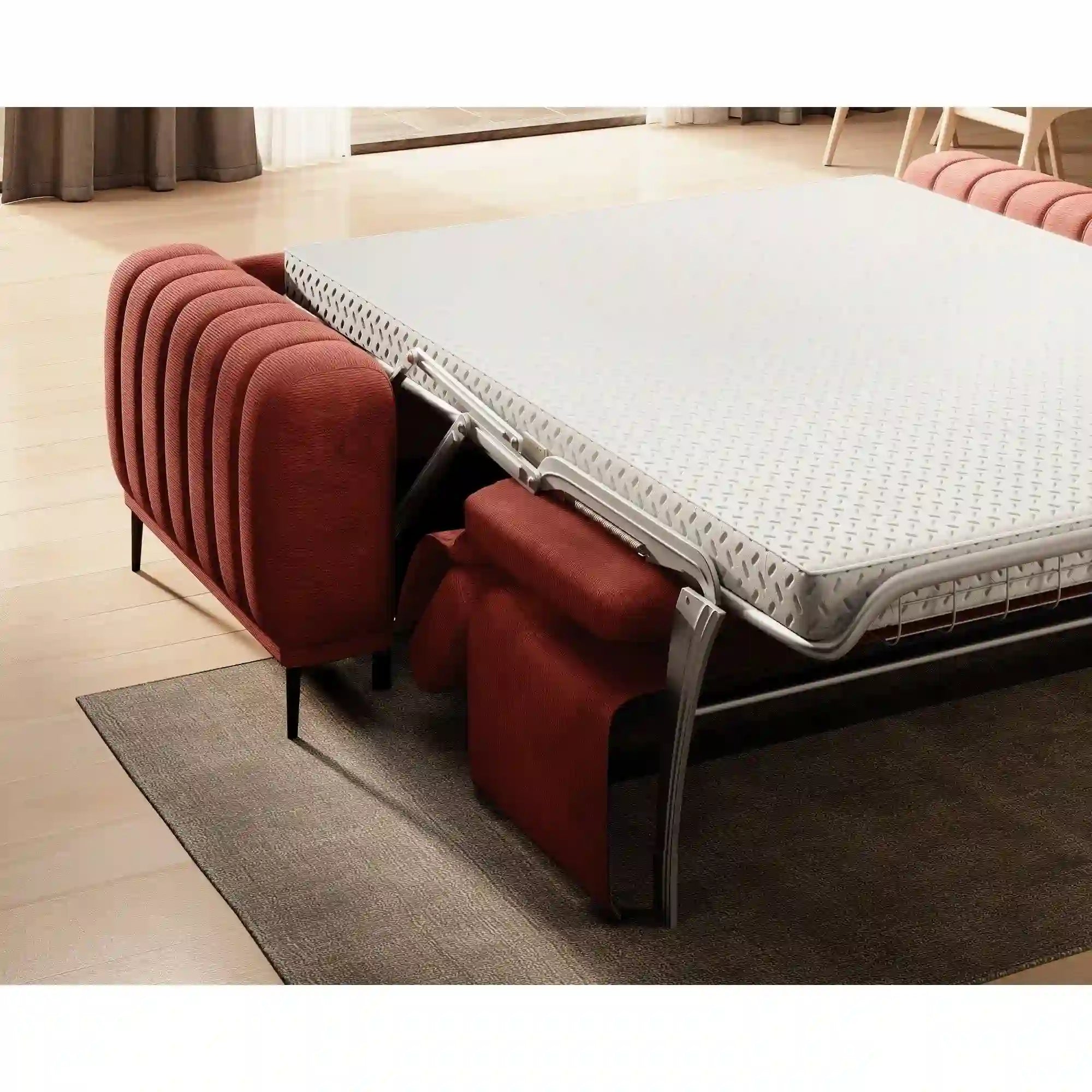 Canapea extensibila GANDI 160, stofa catifelata verde - Riviera 38, Gama Premium, cu tetiere reglabile, 227x102x95 cm