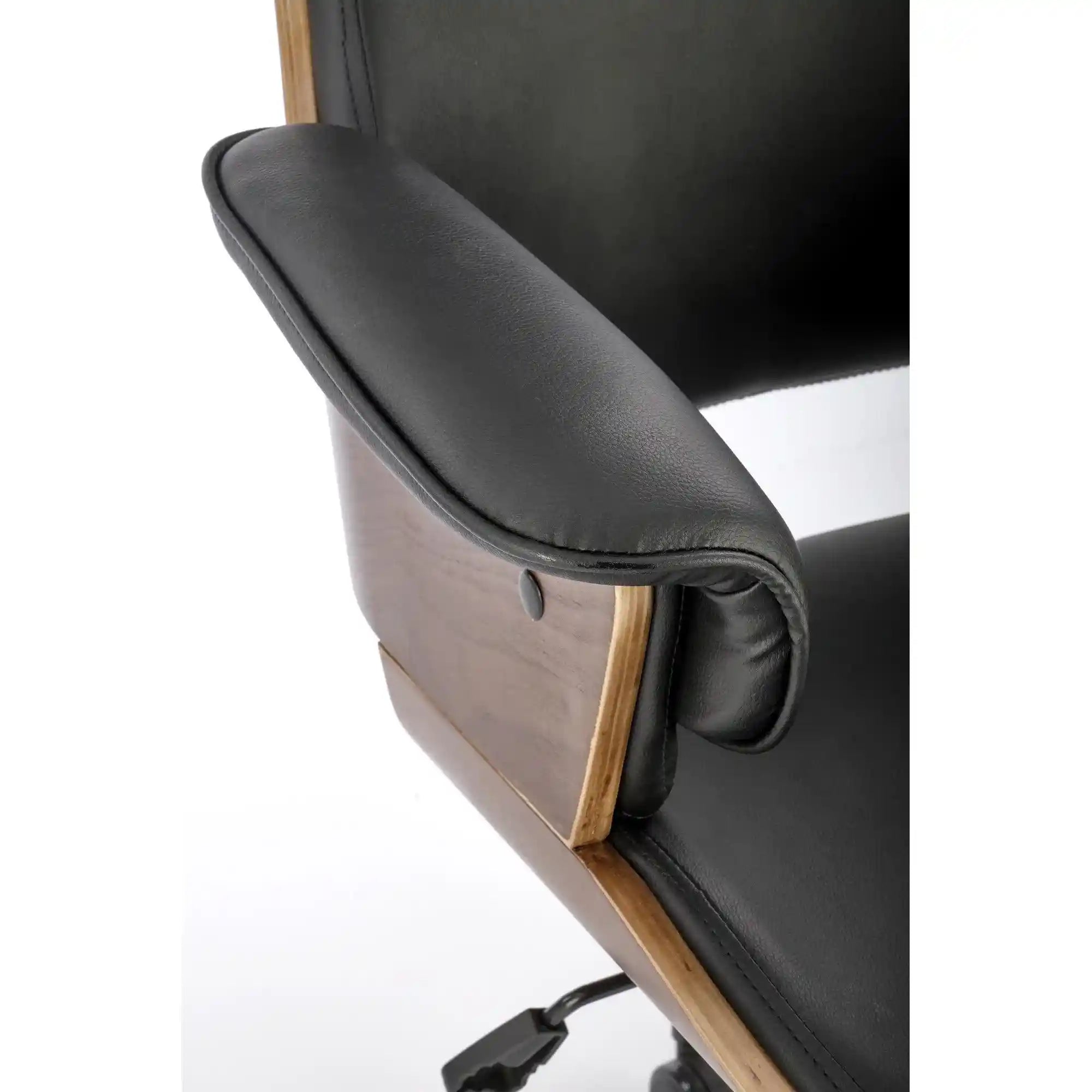 Scaun birou WEBER, negru/nuc, piele ecologica/metal, 65x65x112-122 cm