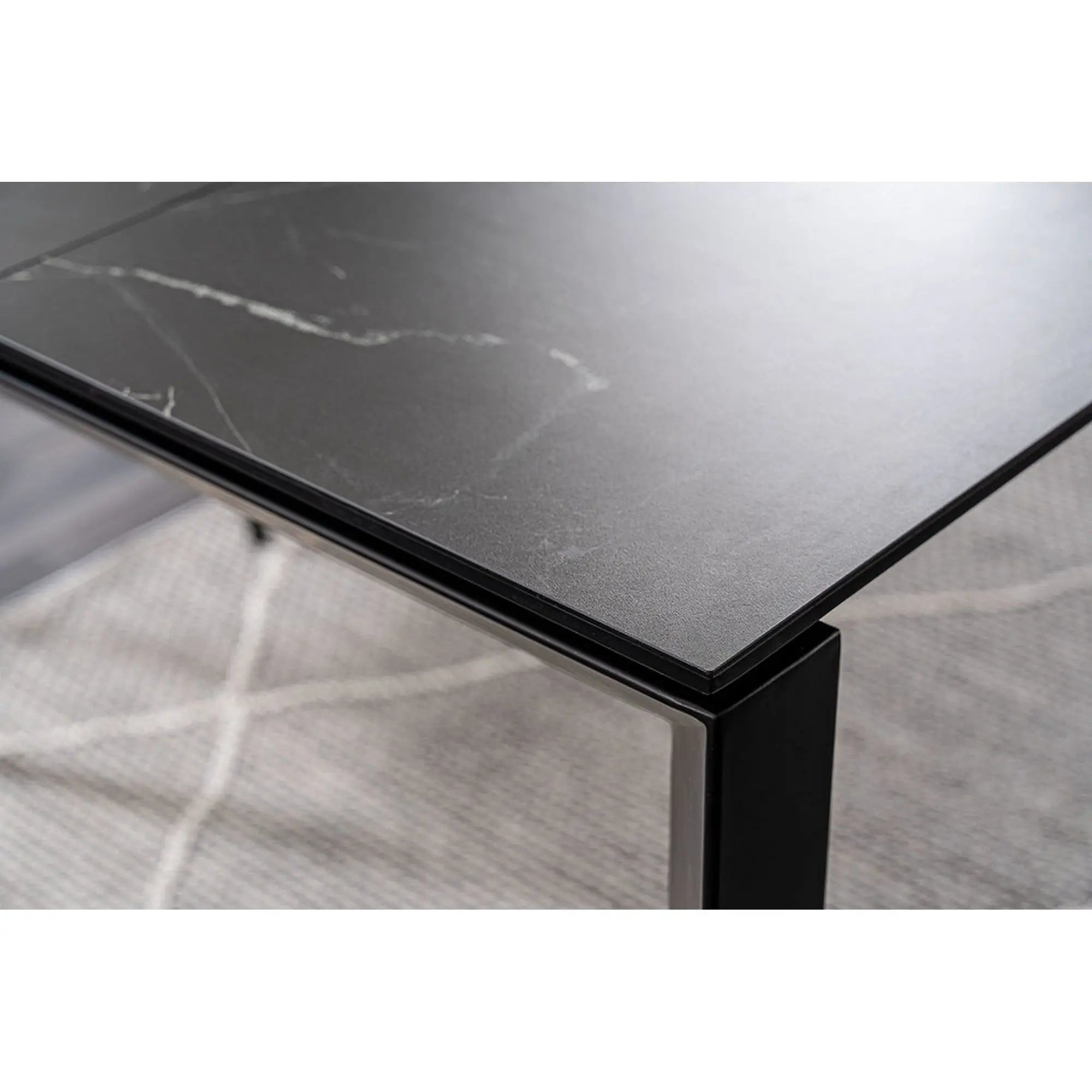 Masa extensibila METROPOL CERAMIC, negru, sticla securizata/ceramica, 120/180x80x76 cm