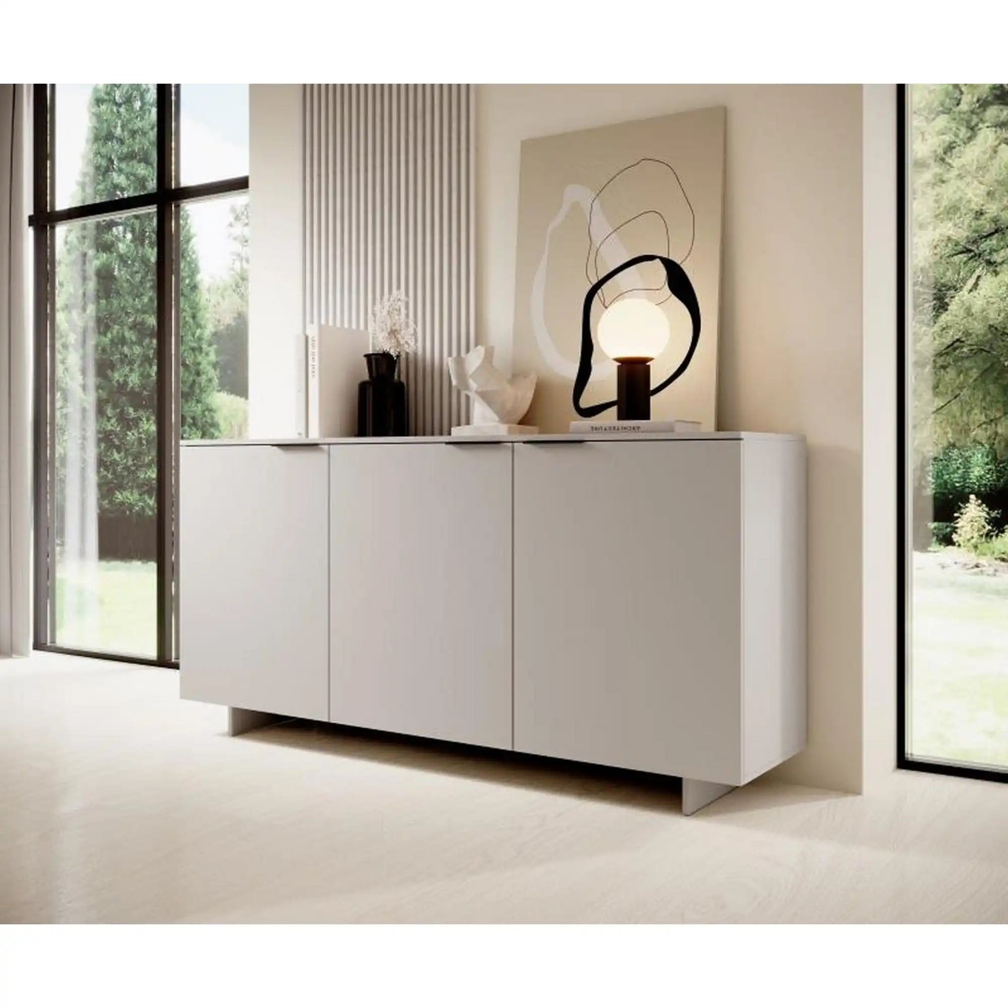 Comoda ALMA, casmir, PAL laminat, cu 3 usi, 180x42x90 cm