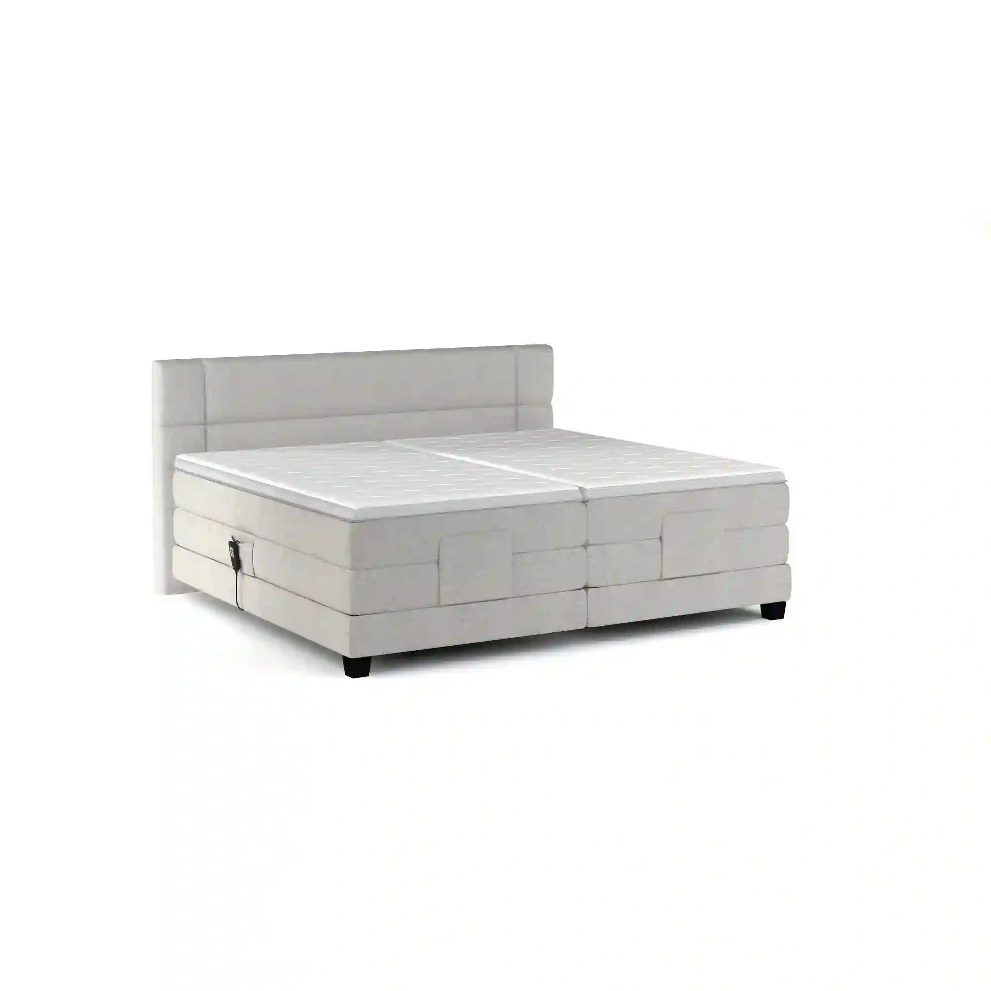 Pat boxspring REY 160x200, personalizabil materiale Gama Premium, cu mecanism electric, saltele si topper