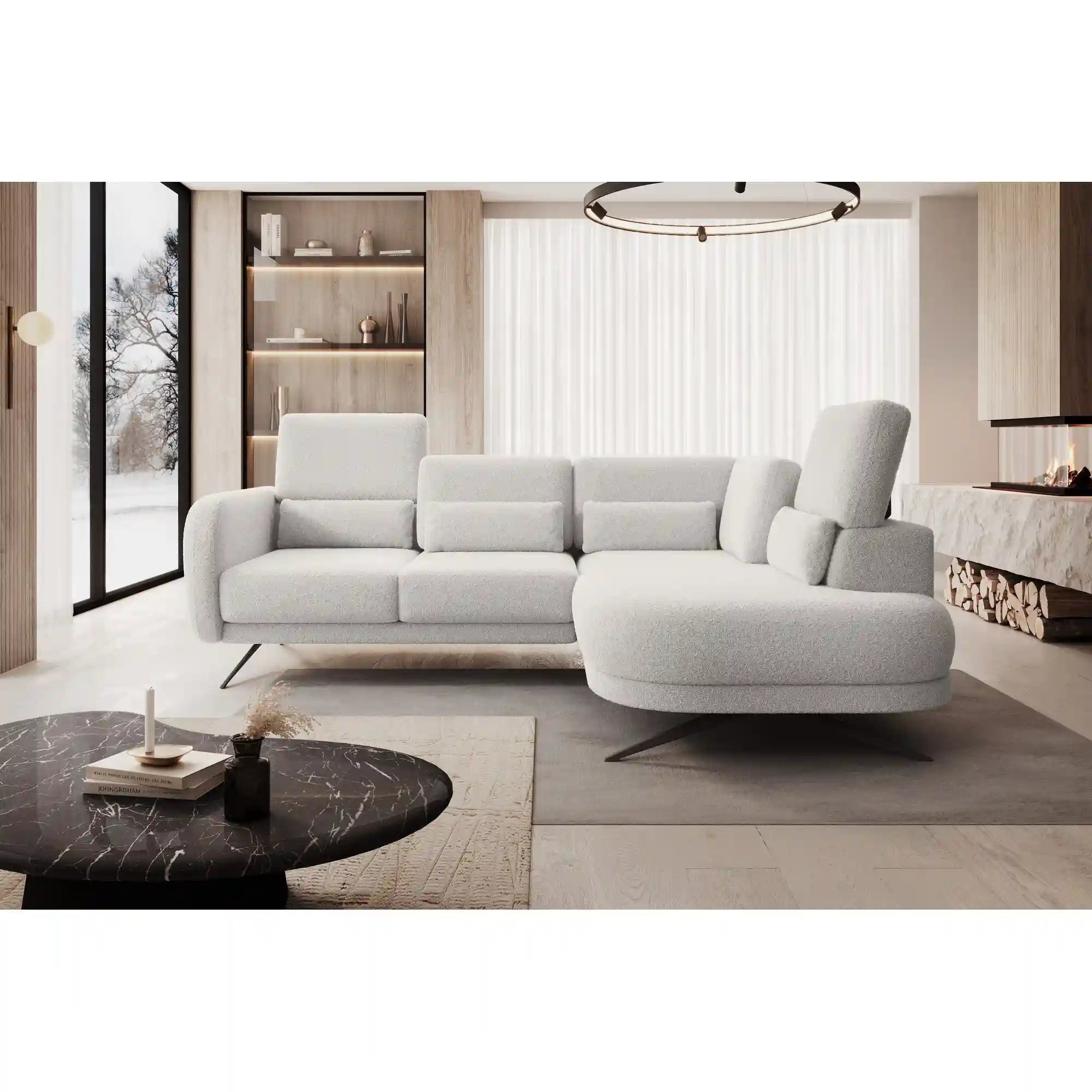 Coltar ILUSIO L, personalizabil materiale Gama Premium, cu tetiere reglabile si reglaj electric, 248x205x104 cm