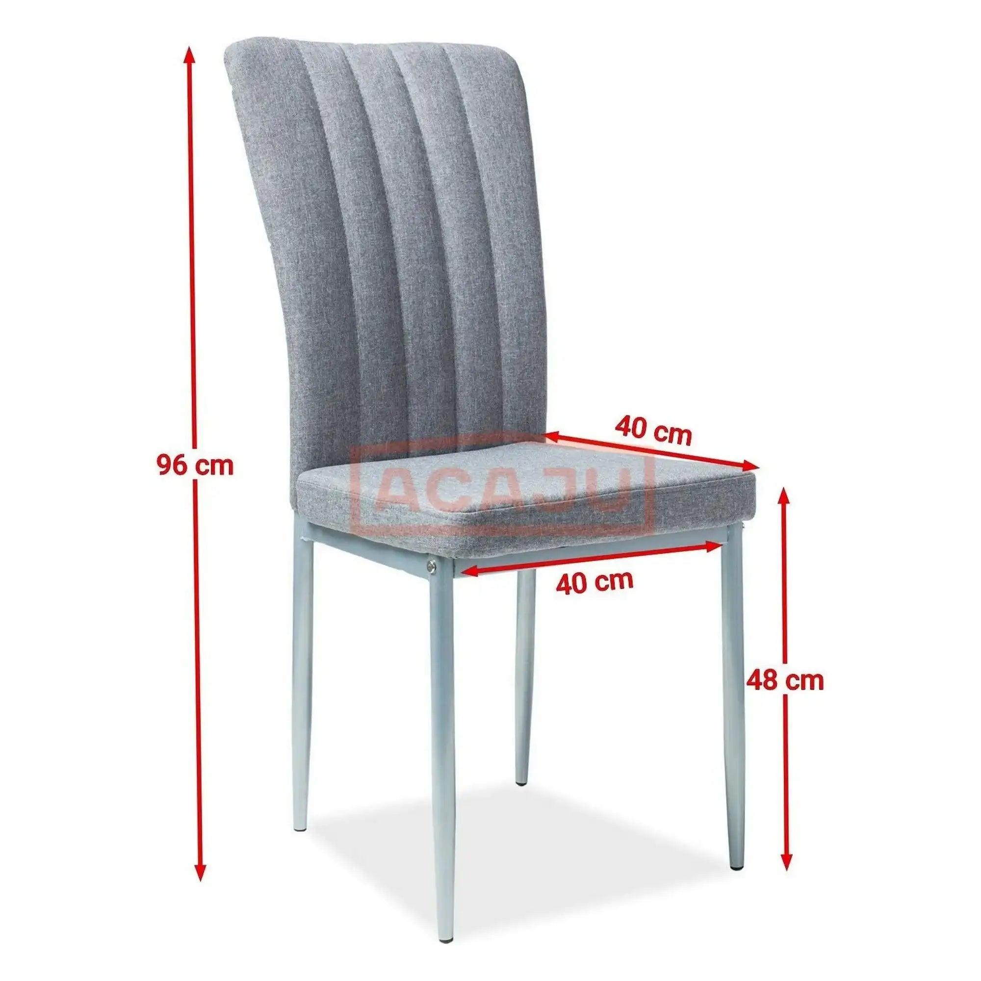 Scaun tapitat H733, gri/aluminiu, stofa clasica/metal, 40X40X96 cm