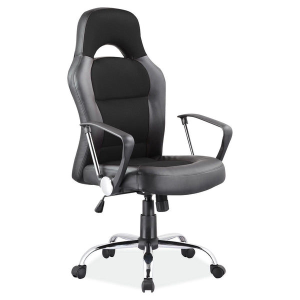 Scaun gaming Q033, negru/gri, piele ecologica, 62x50x116/126 cm