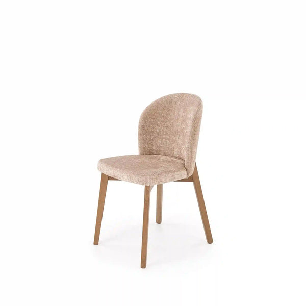 Scaun BASSO, bej - Cremona 14/nuc, stofa catifelata/lemn, 48x56x86 cm