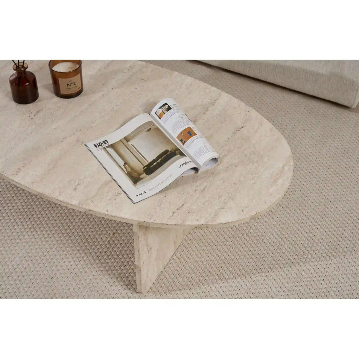 Masuta cafea ORBA, travertin, PAL, 120x65x40 cm