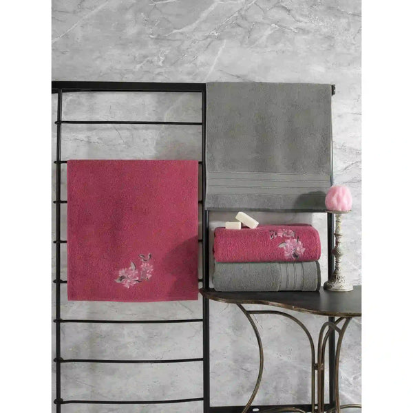 Set 4 prosoape baie 338CTN1502, gri/roz, bumbac