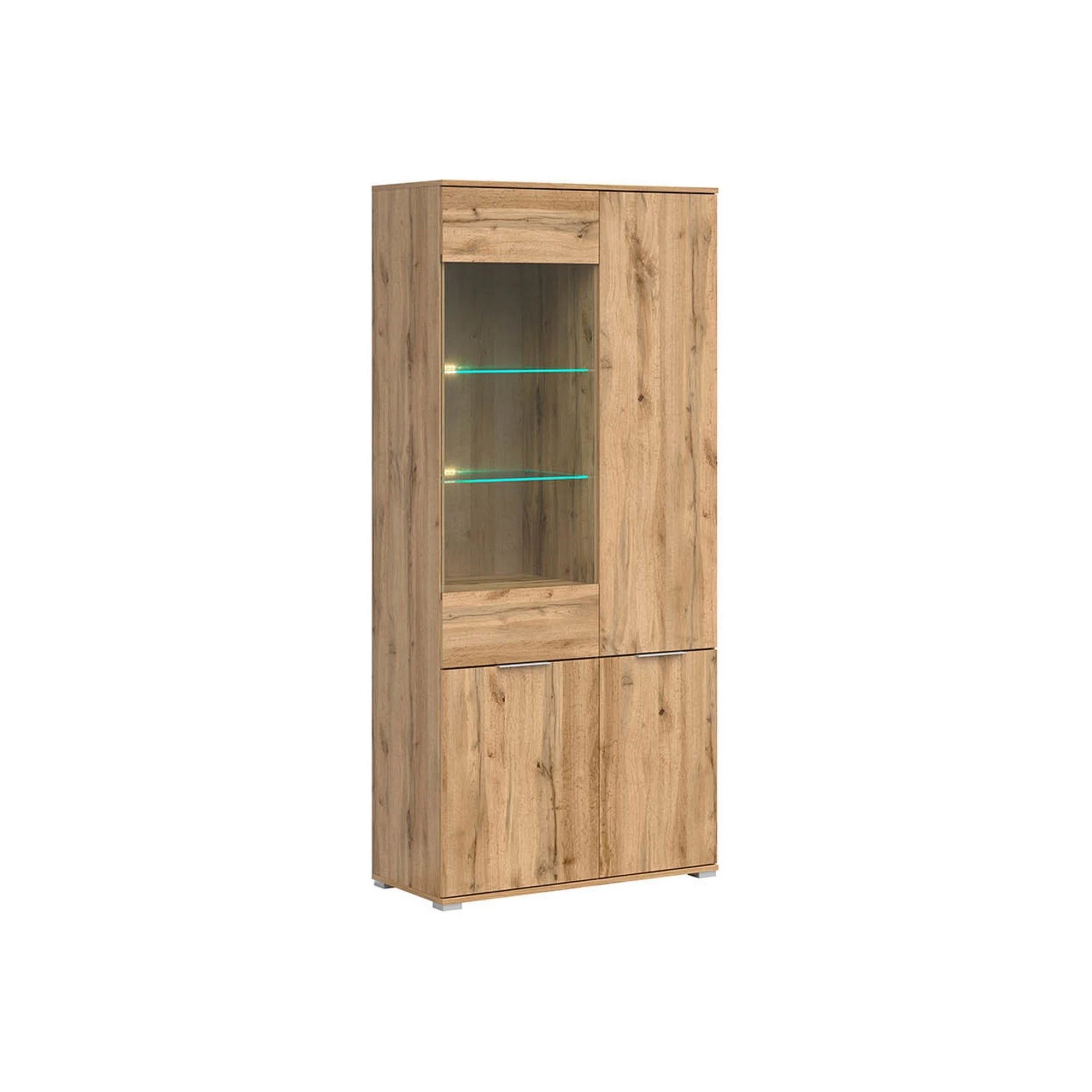 Vitrina ZELE, stejar wotan, PAL/sticla, 90x41x195 cm