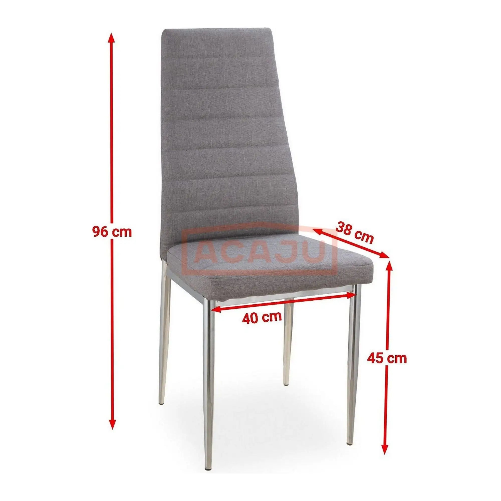 Scaun tapitat H263, gri/crom, stofa clasica/metal, 40X38X96 cm
