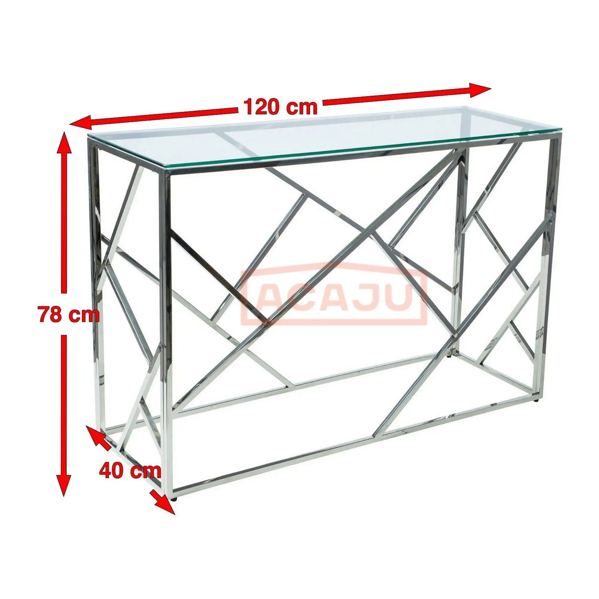Consola ESCADA C, crom, sticla securizata/metal, 120x40x78 cm