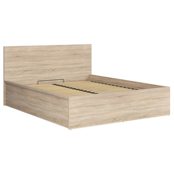 Pat TETRIX 160x200, stejar sonoma, PAL, cu somiera si spatiu depozitare
