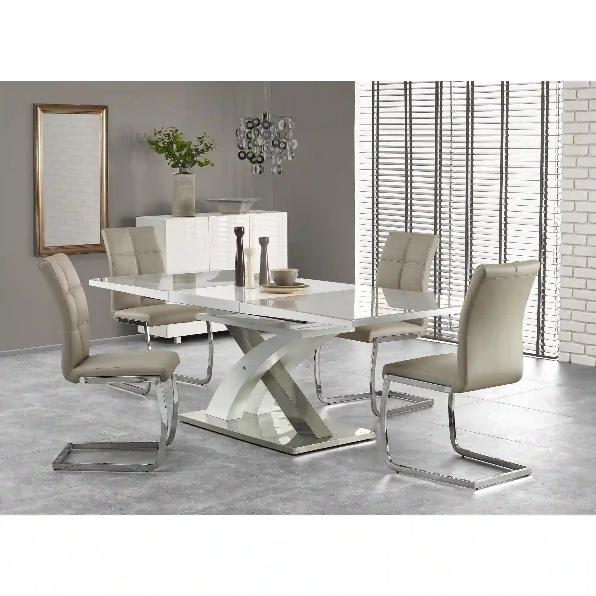 Masa extensibila SANDOR 2, alb/crom, 160/220x90x78 cm