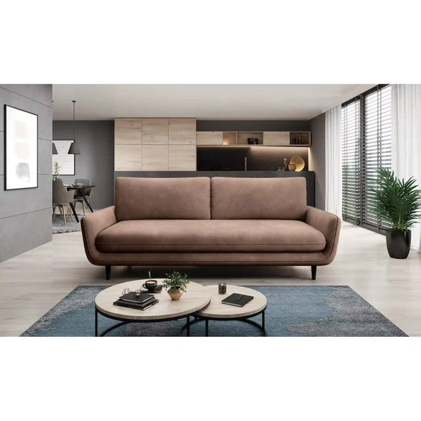 Canapea SOLANO, stofa catifelata maro - Salvador 3, Gama Premium, lada depozitare, 230x107x73/85 cm