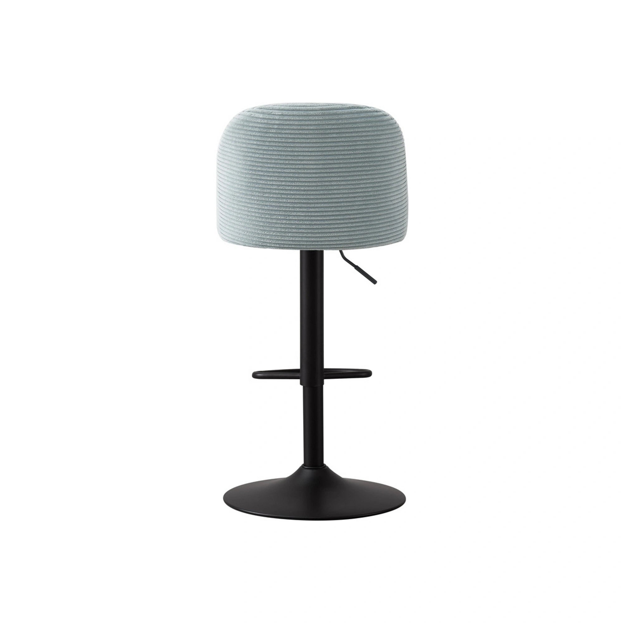 Scaun bar JAMES, albastru deschis/negru, stofa/metal, 46x50x90/112 cm