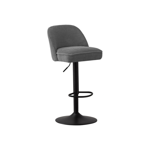 Scaun bar JAMES, gri inchis/negru, stofa/metal, 46x50x90/112 cm