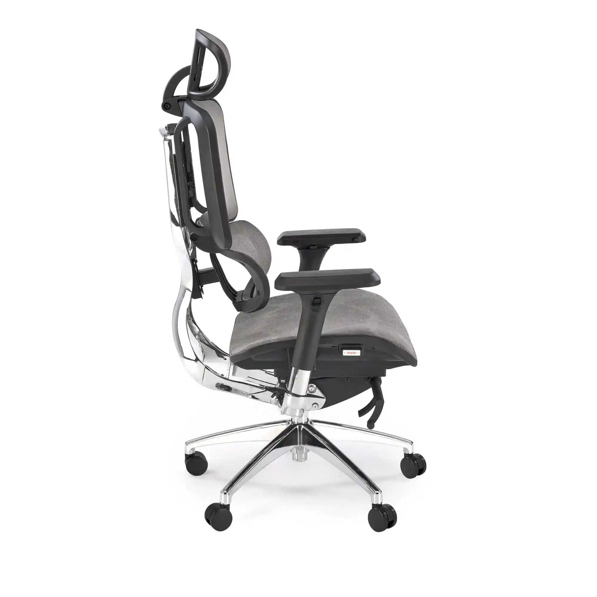Scaun birou ETHAN, gri, plasa/metal, 72x70x130/139 cm