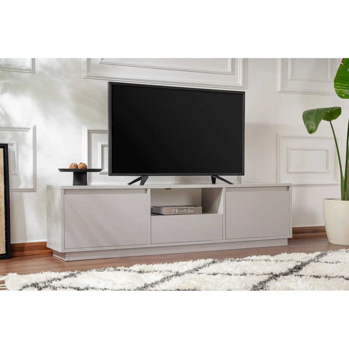Comoda TV VANGUARD, gri, PAL, 160x30x42 cm
