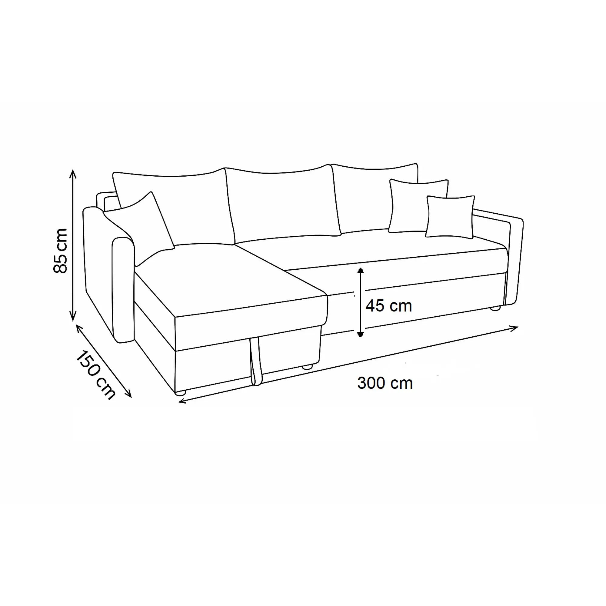 Coltar extensibil ROYAL MATLASAT, sezlong dreapta, stofa clasica gri deschis - Soro 90, cu lada depozitare, 300x150x85 cm