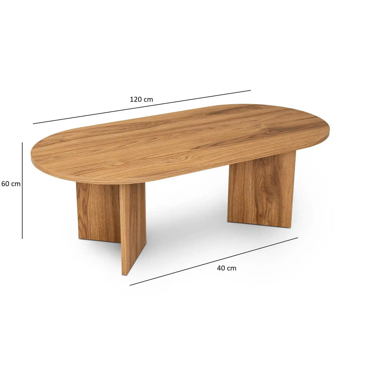 Masuta cafea OVAL, stejar, PAL, 120x40x60 cm
