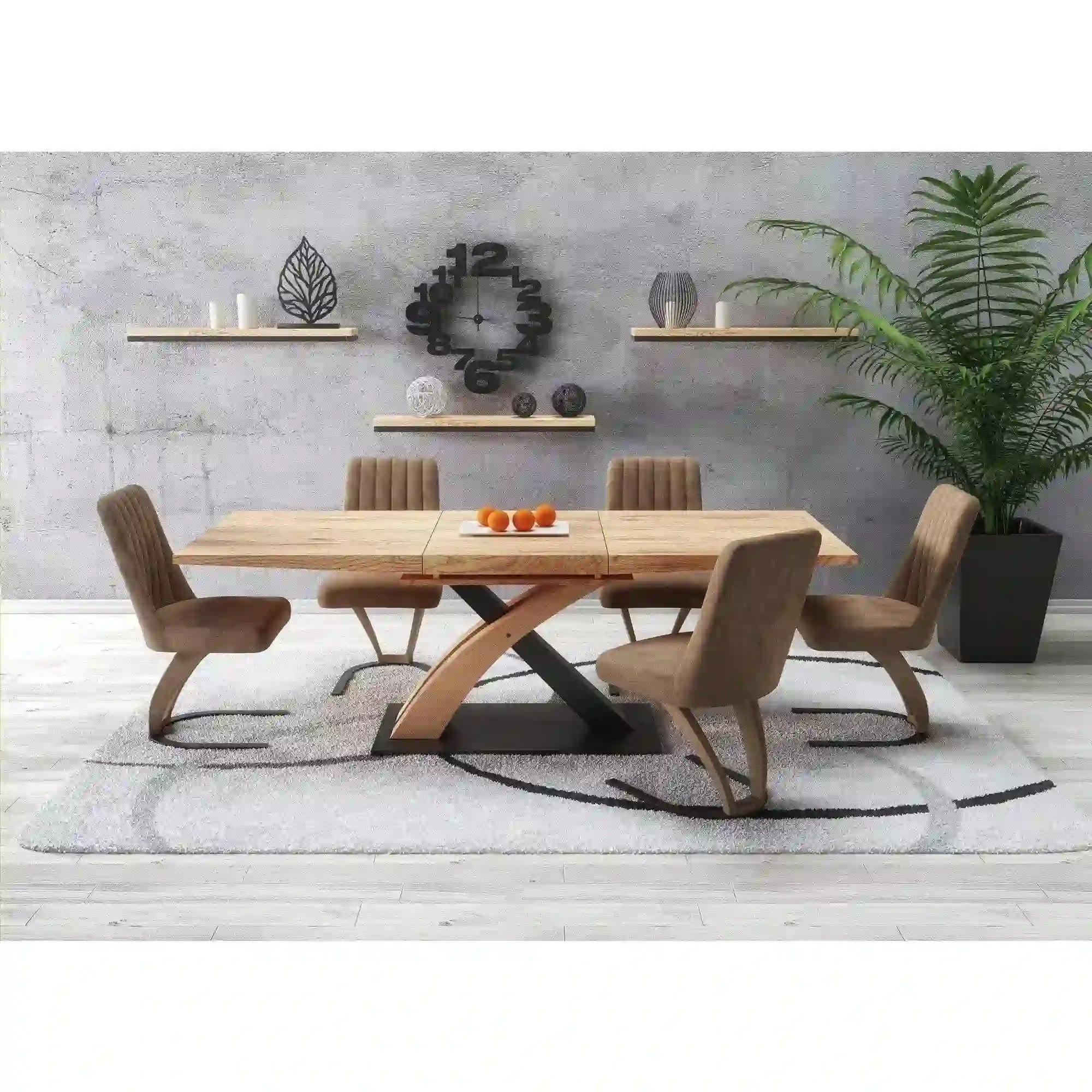 Masa extensibila SANDOR 3, stejar auriu/negru, 160/220x90x75 cm