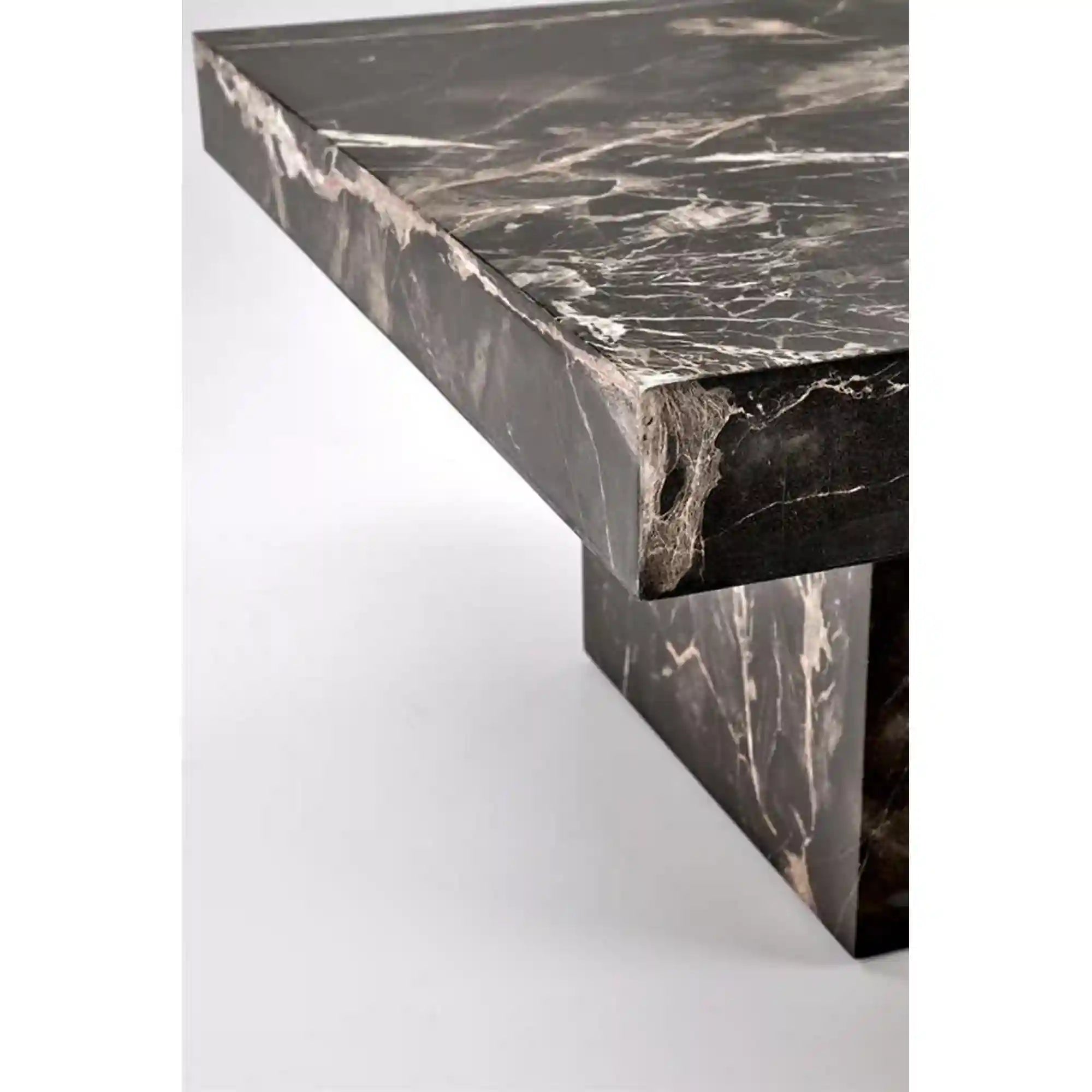 Masuta cafea MONOLIT, negru cu efect de marmura, 80x80x41 cm