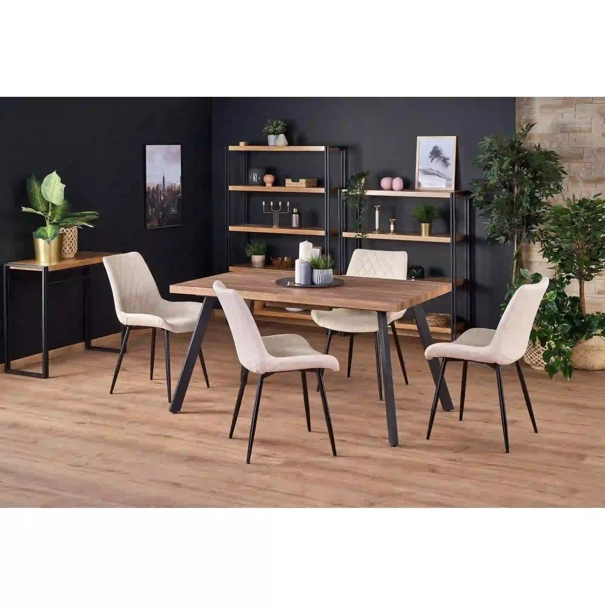 Masa extensibila BERLIN, stejar/negru, 140/180x85x76 cm
