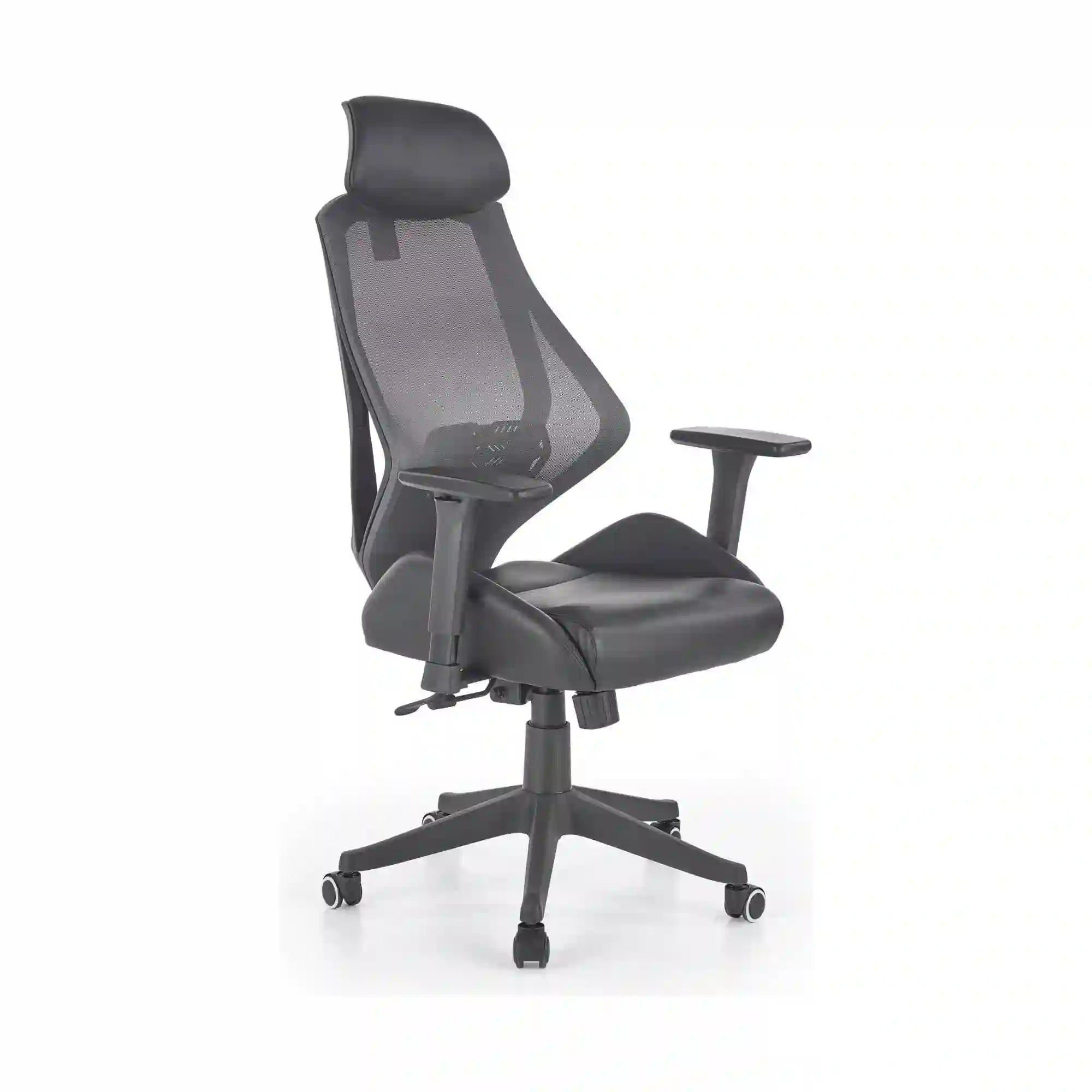Scaun de birou HASEL, gri, piele ecologica/plasa, 68x78x110/118 cm