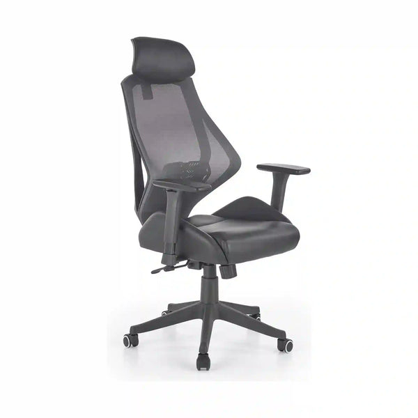 Scaun de birou HASEL, gri, piele ecologica/plasa, 68x78x110/118 cm